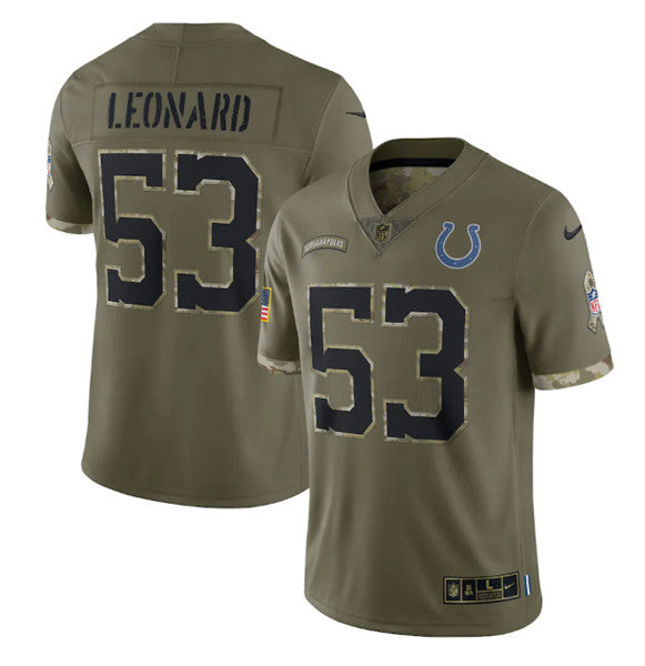 Shaquille Leonard Indianapolis Colts olive Salute To Service jersey