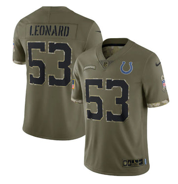 Shaquille Leonard Indianapolis Colts olive Salute To Service jersey