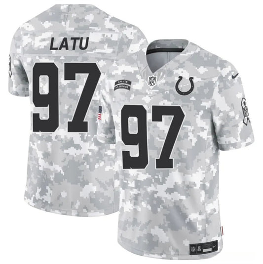 Indianapolis Colts #97 Laiatu Latu Arctic Camo 2024 FUSE Salute to Service Jersey