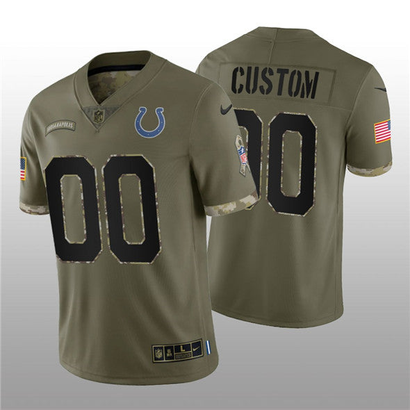 Custom Indianapolis Colts olive Salute To Service jersey