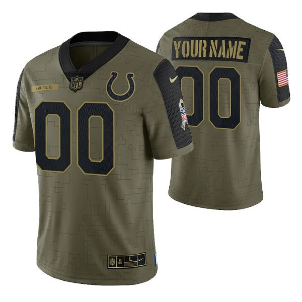 Custom Indianapolis Colts olive Salute To Service jersey