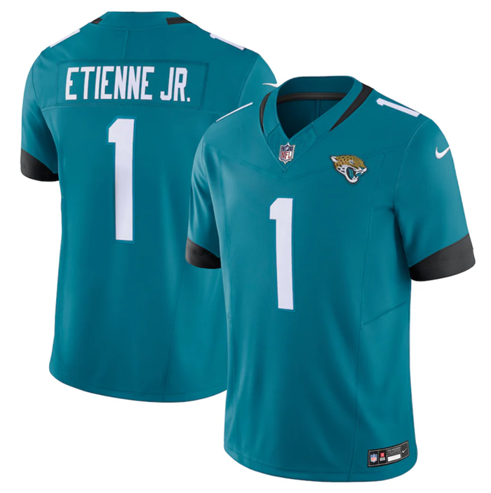 Travis Etienne Jr Jacksonville Jaguars teal FUSE jersey