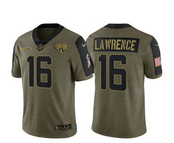 Trevor Lawrence Jacksonville Jaguars olive Salute To Service jersey