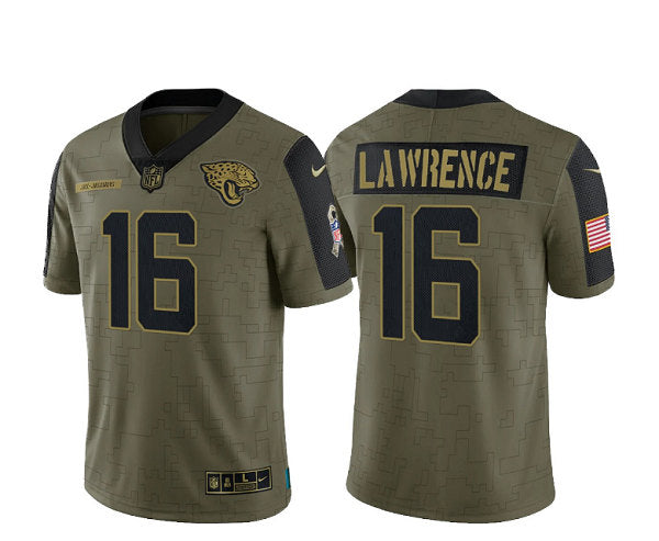 Trevor Lawrence Jacksonville Jaguars olive Salute To Service jersey