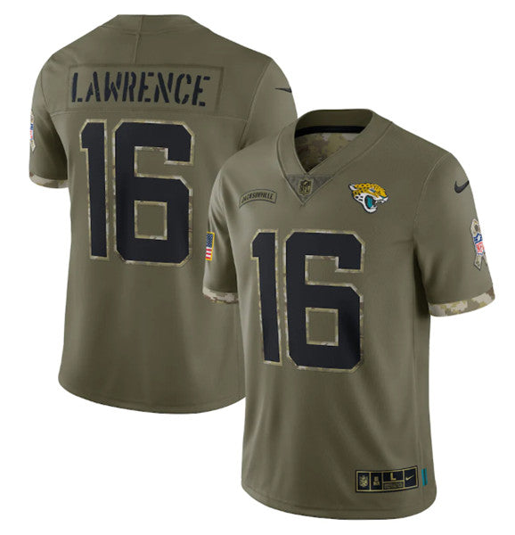 Trevor Lawrence Jacksonville Jaguars olive Salute To Service jersey
