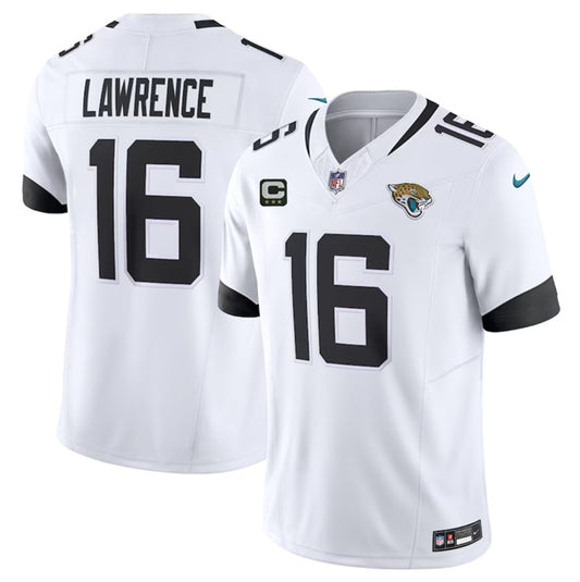 Jacksonville Jaguars #16 Trevor Lawrence White 2023 FUSE With 3- Star C Patch Jersey