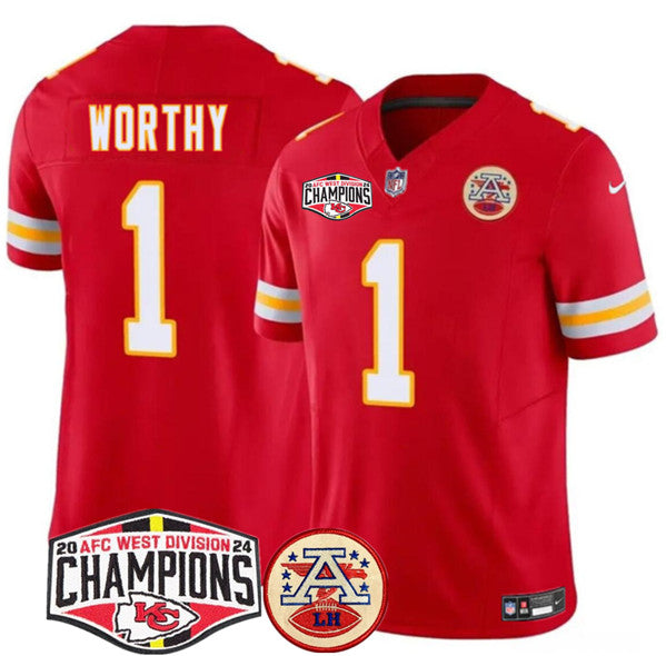 Xavier Worthy Kansas City Chiefs red FUSE jersey