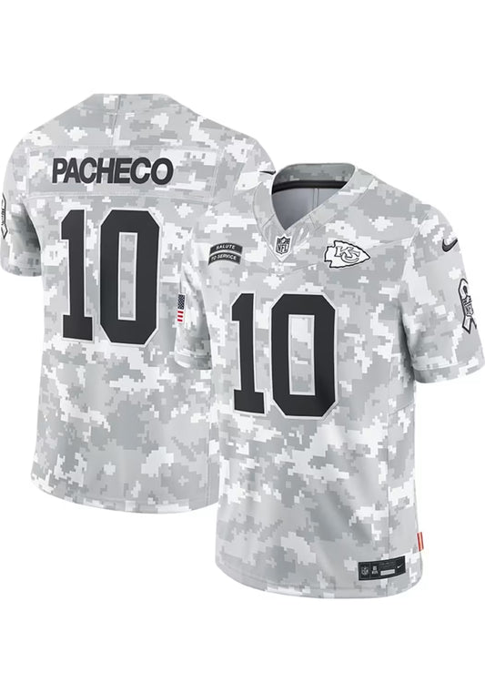 Kansas City Chiefs #10 ISIAH PACHECO Arctic Camo 2024 FUSE Salute to Service Jersey