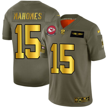 Patrick Mahomes Kansas City Chiefs olive-gold Salute To Service jersey