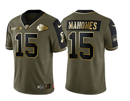 Patrick Mahomes Kansas City Chiefs olive Salute To Service jersey