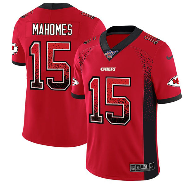 Kansas City Chiefs #15 Patrick Mahomes Red 2019 100th Season Drift Fashion Color Rush Jersey