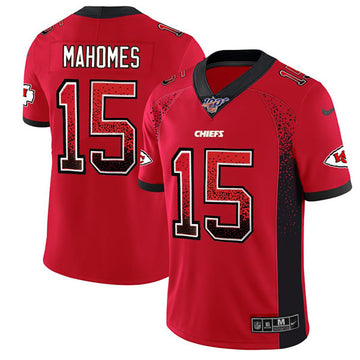 Kansas City Chiefs #15 Patrick Mahomes Red 2019 100th Season Drift Fashion Color Rush Jersey