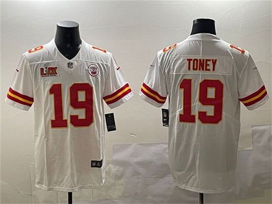 Kansas City Chiefs #19 Kadarius Toney White 2025 Super Bowl LIX Patch Jersey