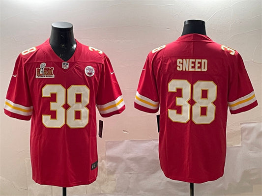 Kansas City Chiefs #38 L'Jarius Sneed Red 2025 Super Bowl LIX Patch Jersey