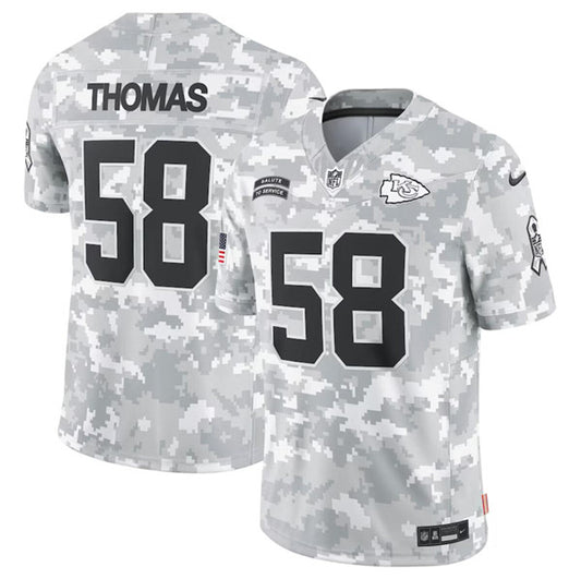 Kansas City Chiefs #58 Derrick Thomas Arctic Camo 2024 FUSE Salute to Service Jersey