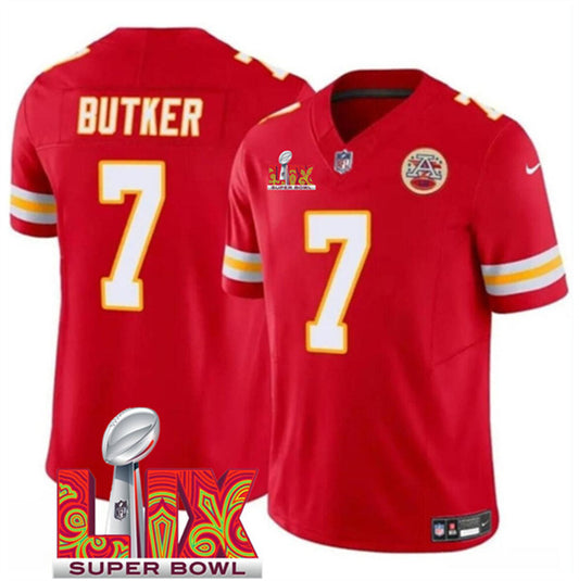 Kansas City Chiefs #7 Harrison Butker Red 2025 FUSE Super Bowl LIX Patch Jersey