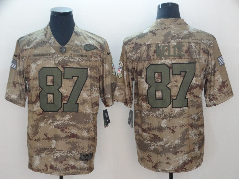 Travis Kelce Kansas City Chiefs camo Salute To Service jersey