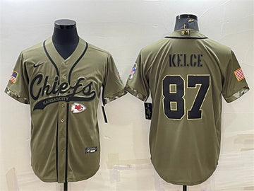 Travis Kelce Kansas City Chiefs olive Salute To Service jersey
