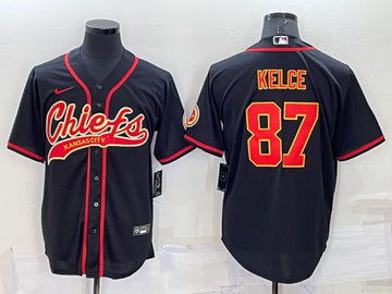 Travis Kelce Balck Baseball Kansas City Chiefs jersey