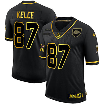 Travis Kelce Kansas City Chiefs black-gold Salute To Service jersey