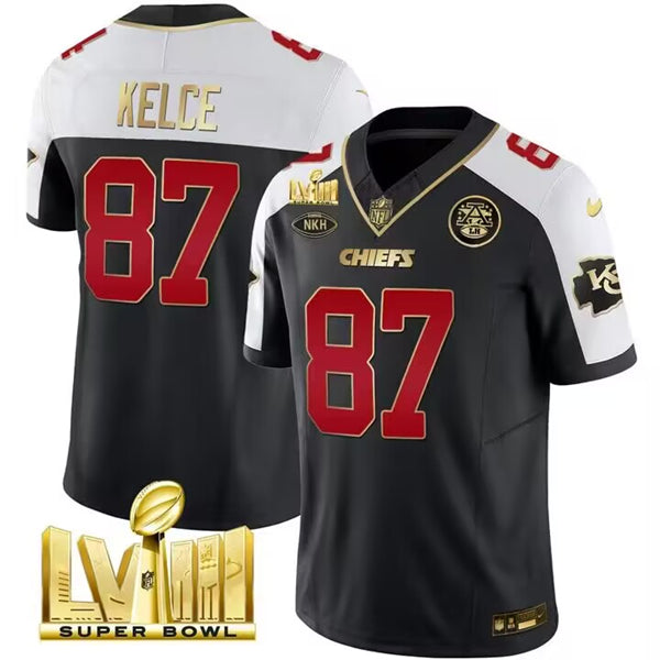 Travis Kelce Kansas City Chiefs black-white FUSE jersey