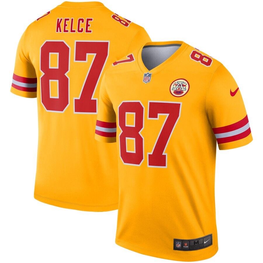 Travis Kelce Kansas City Chiefs gold Inverted Legend jersey