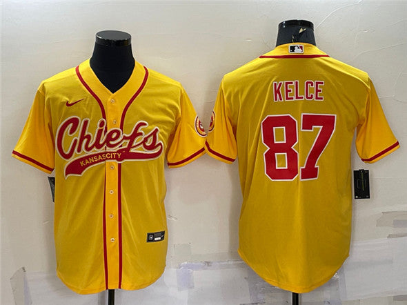 Travis Kelce Kansas City Chiefs gold jersey
