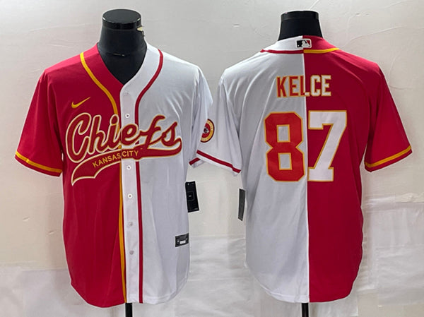 Travis Kelce Kansas City Chiefs red Split jersey