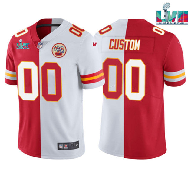 Custom Kansas City Chiefs red-white Split jersey