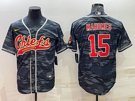 Custom Kansas City Chiefs gray-navy Camo jersey