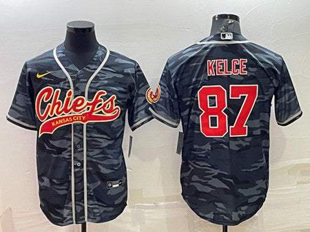 Custom Kansas City Chiefs gray-navy Camo jersey