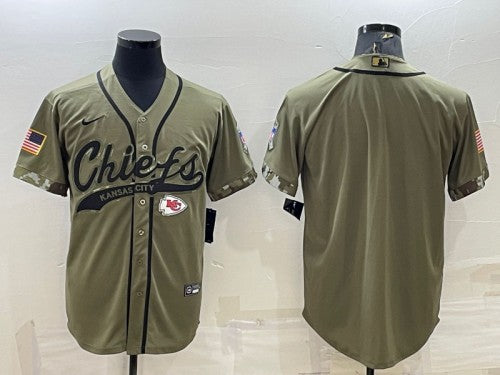 Custom Kansas City Chiefs olive Salute To Service jersey