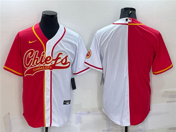 Custom Kansas City Chiefs red-white Split jersey