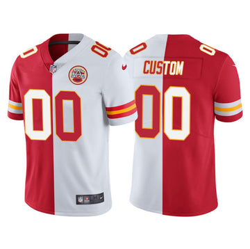 Custom Kansas City Chiefs red-white Split jersey