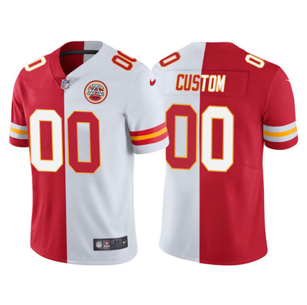 Custom Kansas City Chiefs red-white Split jersey