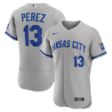 Salvador Perez Kansas City Royals grey jersey