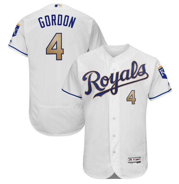 Alex Gordon Kansas City Royals white-gold jersey