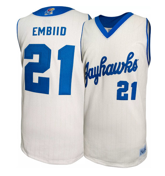 Joel Embiid Kansas Jayhawks white jersey