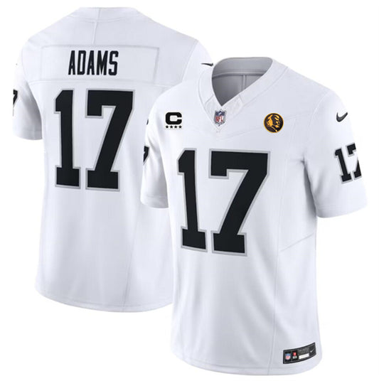 Las Vegas Raiders #17 Davante Adams White 2023 FUSE With 4-star C Patch And John Madden Patch Jersey