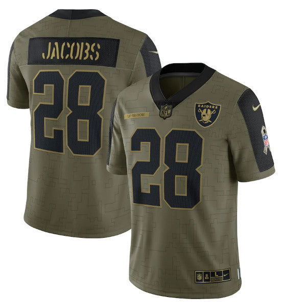 Josh Jacobs Las Vegas Raiders olive Salute To Service jersey