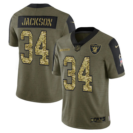 Bo Jackson Las Vegas Raiders olive Salute To Service jersey