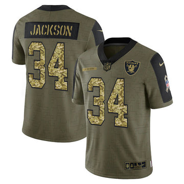 Bo Jackson Las Vegas Raiders olive Salute To Service jersey