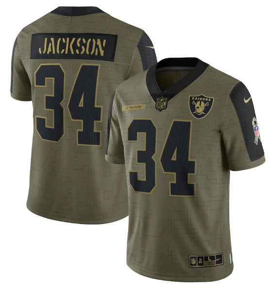 Bo Jackson Las Vegas Raiders olive Salute To Service jersey