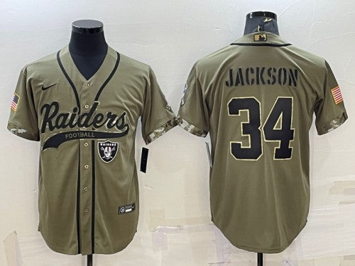 Bo Jackson Las Vegas Raiders olive Salute To Service jersey