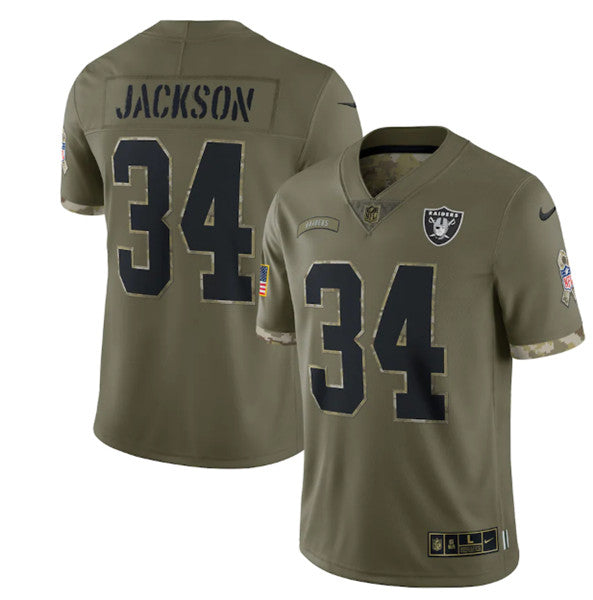 Bo Jackson Las Vegas Raiders olive Salute To Service jersey
