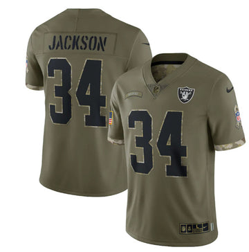 Bo Jackson Las Vegas Raiders olive Salute To Service jersey