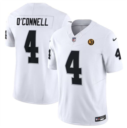 Las Vegas Raiders #4 Aidan O'Connell White 2023 FUSE With John Madden Patch Jersey
