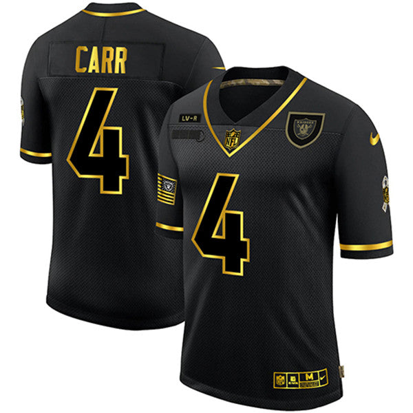 Derek Carr Las Vegas Raiders black-gold Salute To Service jersey