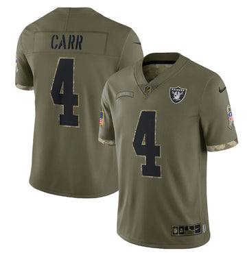 Derek Carr Las Vegas Raiders olive Salute To Service jersey