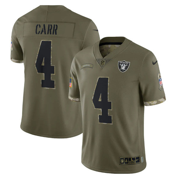 Derek Carr Las Vegas Raiders olive Salute To Service jersey